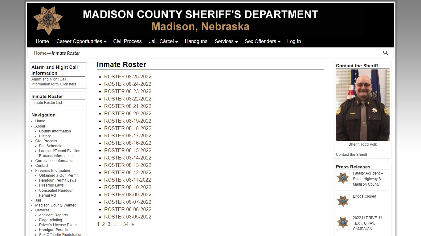 Inmate Roster - MADISON COUNTY SHERIFF'S DEPARTMENT